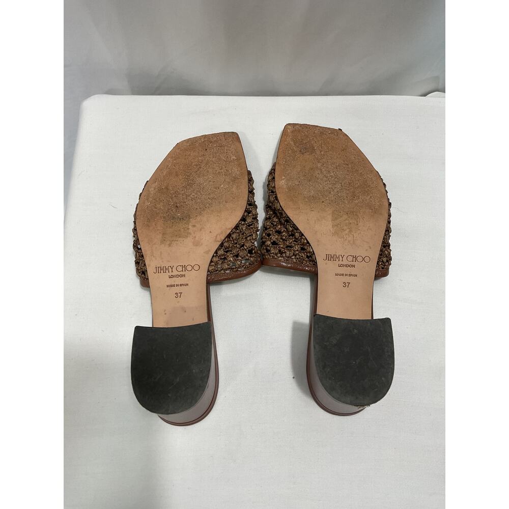 Jimmy Choo Woven Raffia Open Toe Slides - Size 7 - image 5
